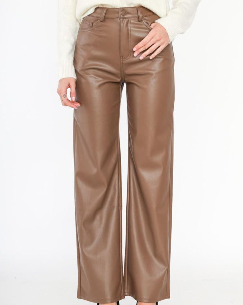 LEATHERLOOK JEANS (BRUIN)