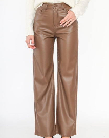 LEATHERLOOK JEANS (BRUIN)